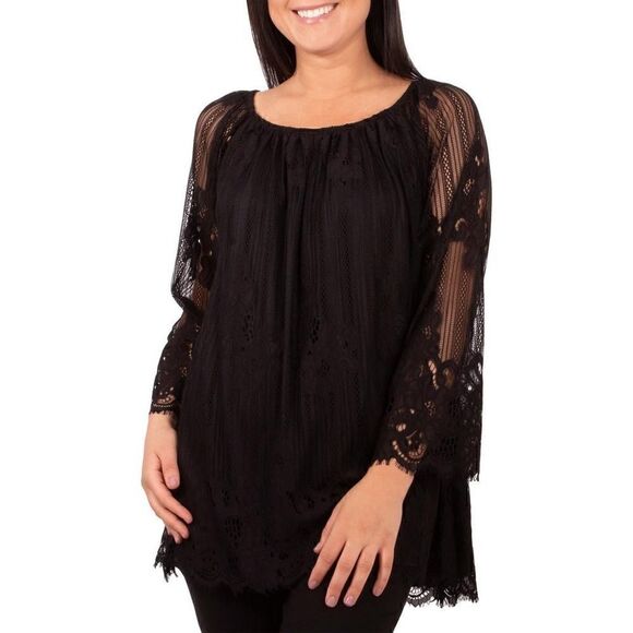 NY Collection Tops - NWT NY COLLECTION Scalloped Hem Peasant Top Size Medium